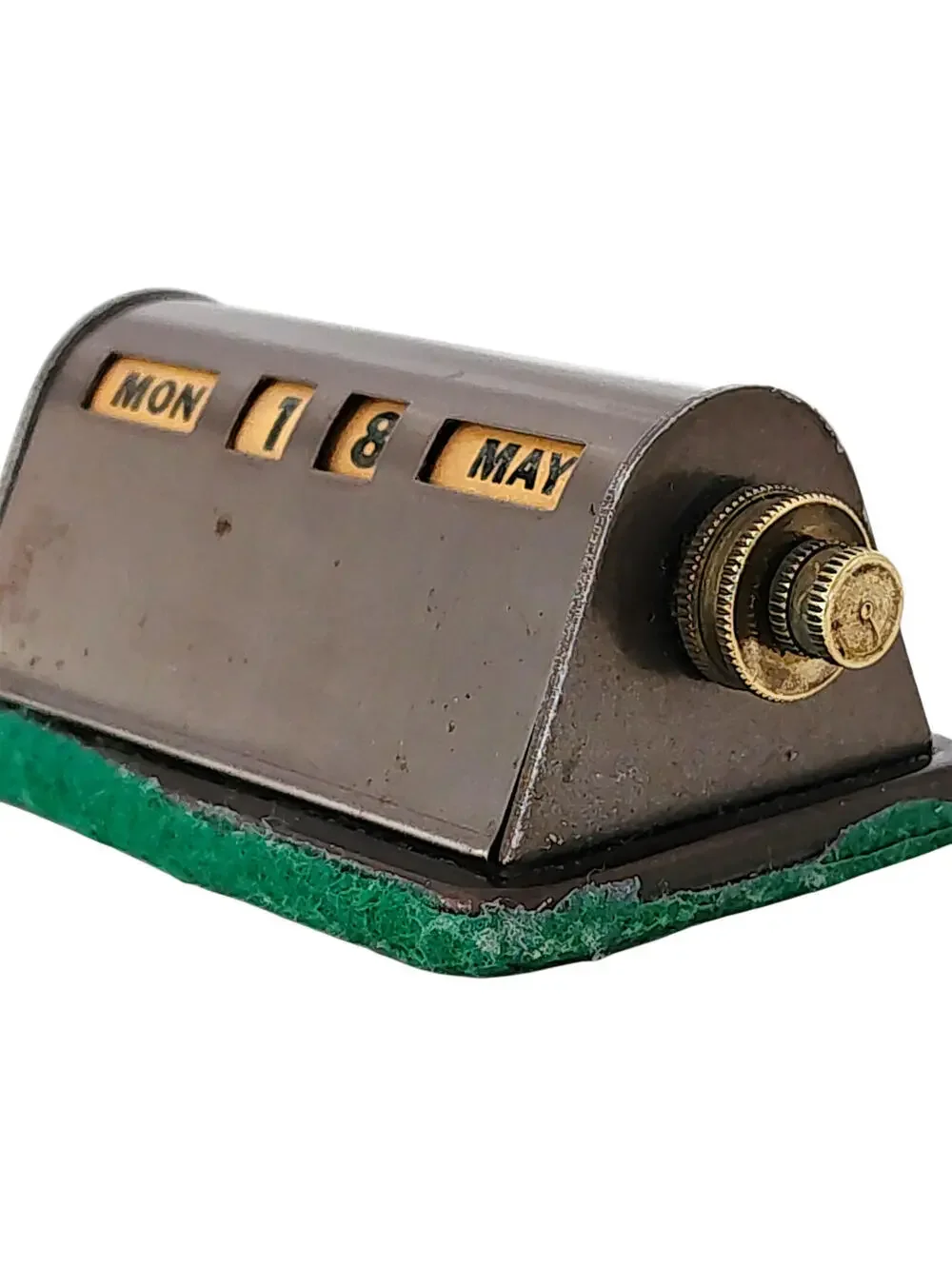 Vintage Mid-Century Perpetual Desk Calendar Brass/Copper-Colored